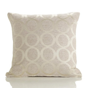 Oh 22" Luxury geometric chenille cushion. Colour Cream.