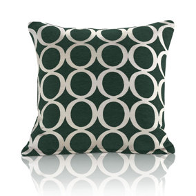 Oh 22" Luxury geometric chenille cushion. Colour Green.