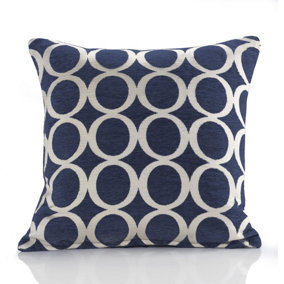 Oh 22" Luxury geometric chenille cushion. Colour Navy.