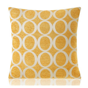 Oh 22" Luxury geometric chenille cushion. Colour Ochre.