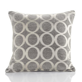 Oh 22" Luxury geometric chenille cushion. Colour Silver