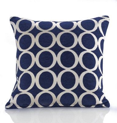 Oh 45cm x 45cm Luxury Geometric Chenille Cushion Blue