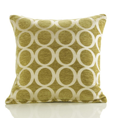 Oh 45cm x 45cm Luxury Geometric Chenille Cushion Lime