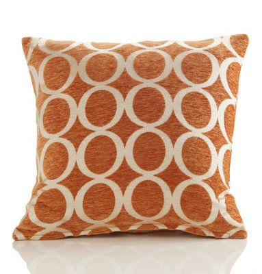 Oh 45cm x 45cm Luxury Geometric Chenille Cushion Orange