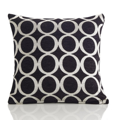 Oh 55cm x 55cm Luxury Geometric Chenille Cushion Black