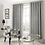 Oh Geometric Chenille Ring Top Fully Lined Eyelet Curtains