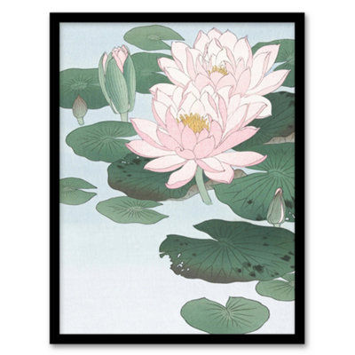 Ohara Koson Framed Wall Art Print Water Lily Pads Pink Flower Bloom ...