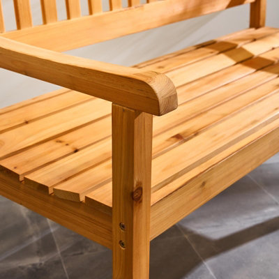 OHS 2 Seater Wood Garden Bench Outdoor Patio Rustic Chair Seat