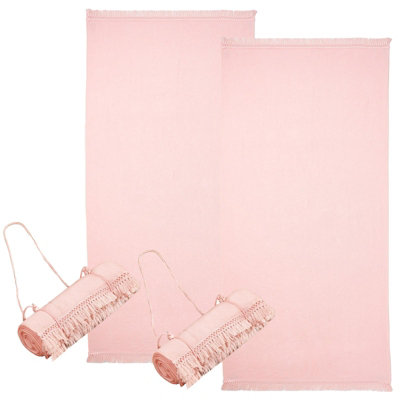 OHS 2 x Plain Beach Quick-Dry Microfiber Bath Towel, 71 x 152cm - Blush Price Comparisons | Compare The Build