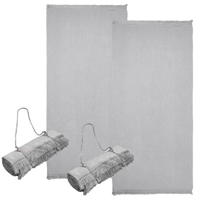 OHS 2 x Plain Beach Quick-Dry Microfiber Bath Towel, 71 x 152cm - Grey Price Comparisons | Compare The Build