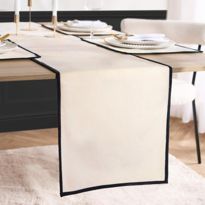 OHS Border Trim Piped Matte Velvet Table Runner Décor, Mono
