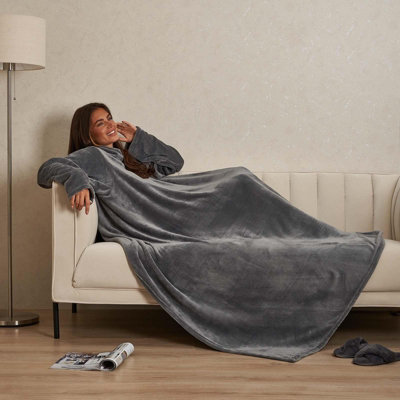 PAVILIA Premium Fleece Blanket With Sleeves For Women Men