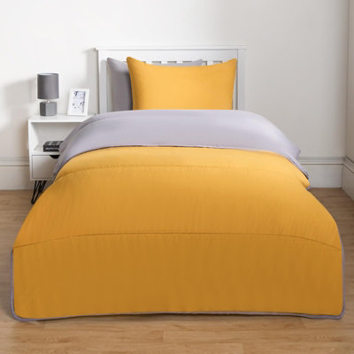 OHS Coverless 10.5 Tog Reversible Duvet & Pillowcase, Grey/Ochre - Double