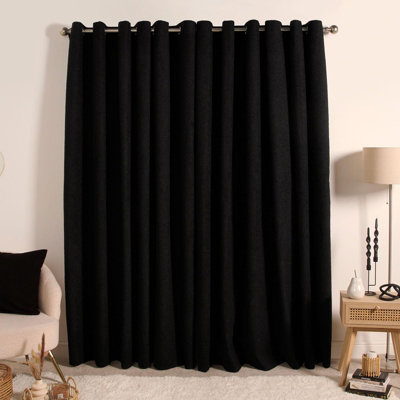 OHS Eyelet Blackout Pair Ready Made Curtains, Black - 46" x 54