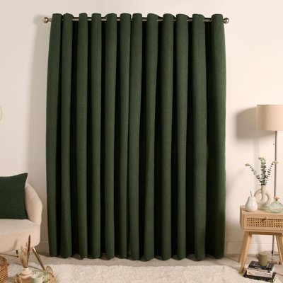 OHS Eyelet Blackout Pair Ready Made Curtains, Forest Green - 66" x 54