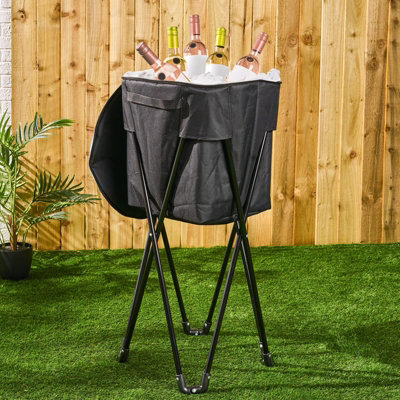 OHS Folding Ice Bucket with Metal Stand Outdoor Collapsible Storage ...