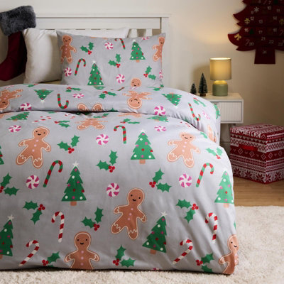 OHS Gingerbread Man Reversible Bedding Set Duvet Cover with Pillowcase ...