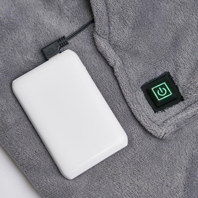 OHS Heated Hoodie Blanket Wearable Sherpa Oversize - Charcoal w/ Power Bank