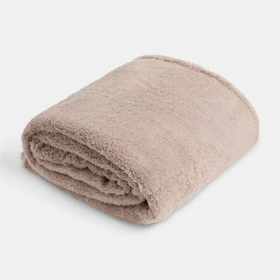 OHS Large Teddy Fleece Throw Blanket - 200 x 240cm - Mink