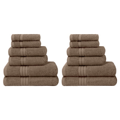 OHS Luxury Supersoft Towel Bale Set, Cotton, Mocha, 12 Piece Bath