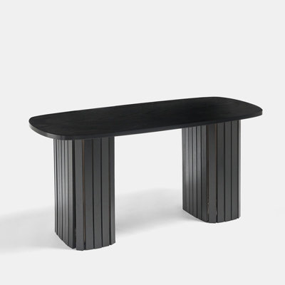 OHS Madison Ribbed Long Coffee Table Living Room Office - Black