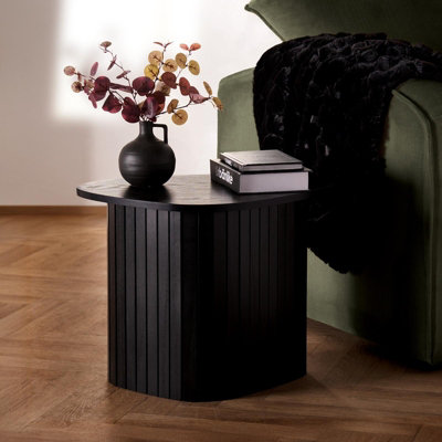 OHS Madison Ribbed Side Table Corner Bedroom Living Room - Black