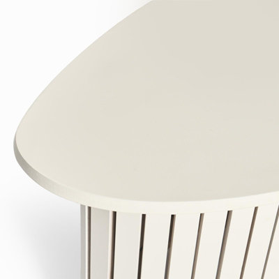 OHS Madison Ribbed Side Table Corner Bedroom Living Room, Cream - One Size