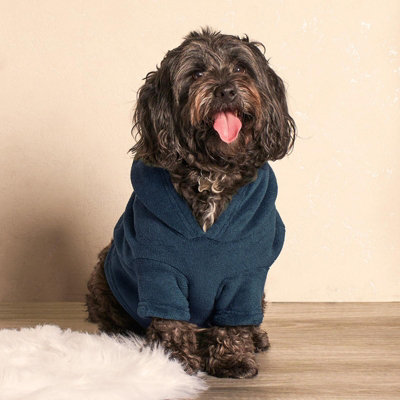 OHS Pet Dog Sherpa Hoodie Winter Warm Fleece Soft Jumper, Navy - Small Price Comparisons | Compare The Build