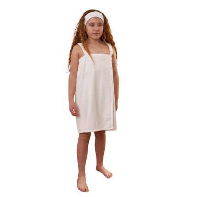 OHS Plain Kids Towel Dress Headband Absorbent Wrap Robe, White Price Comparisons | Compare The Build