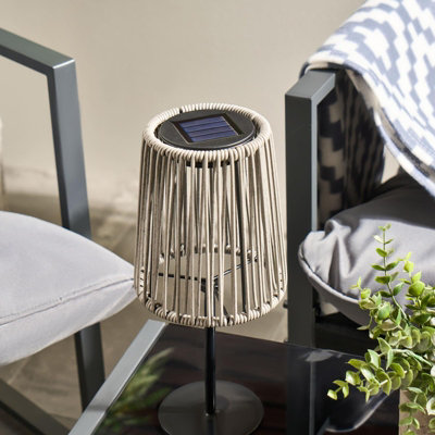 OHS Rattan Solar Table Lamp Cordless Outdoor Garden Light Auto Sensor ...