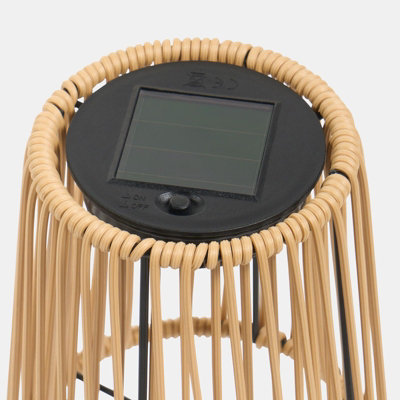 OHS Rattan Solar Table Lamp Cordless Outdoor Garden Light Auto Sensor ...