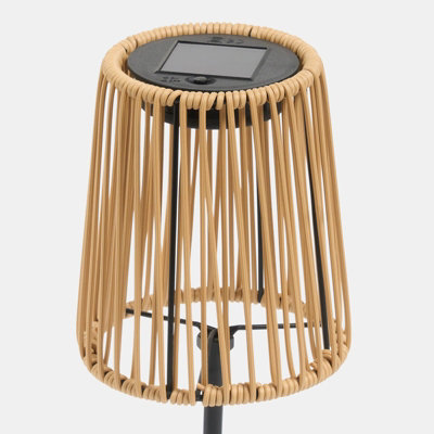 OHS Rattan Solar Table Lamp Cordless Outdoor Garden Light Auto Sensor ...