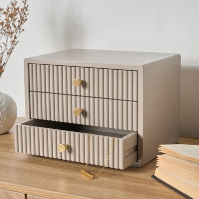 OHS Ribbed Desktop Drawers Organiser Cabinet Storage, Natural