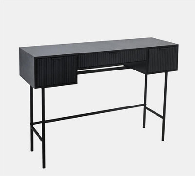 OHS Ribbed Dressing Table Vanity Makeup Desk with 3 Drawers