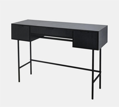 OHS Ribbed Dressing Table Vanity Makeup Desk with 3 Drawers