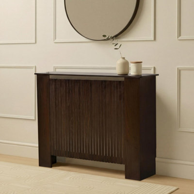 OHS Ribbed Radiator Cover Slatted Engineered Wood - Dark Brown