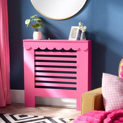 OHS Scallop Radiator Cover Engineered Wood Side Board Shelf - Small