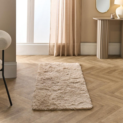 OHS Soft Fluffy Runner Rug Anti-Slip Floor Mat, Stone - 60 x 150cm