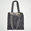 OHS Super Soft Faux Fur Tote Shopping Carrier Reusable Bag, Charcoal - 40 x 42cm