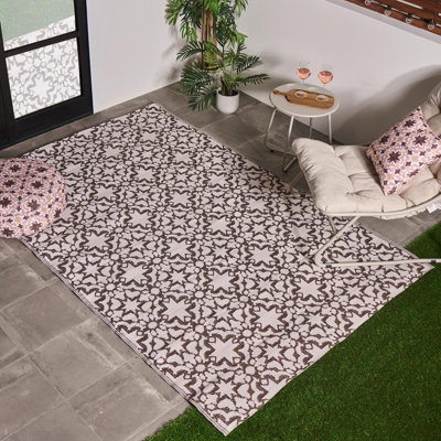 OHS Tiles Print Reversible Outdoor Garden Rug Waterproof Area Floor Mat