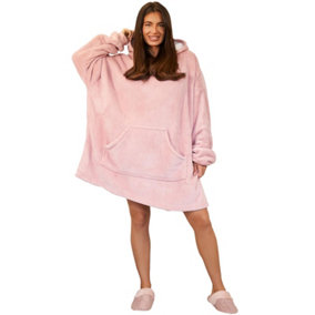 OHS Weighted Sherpa Fleece Hoodie Blanket - Blush 2.3kg Adults