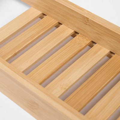 OHS Wooden Bathroom Tub Rack Storage Caddy Shelf Tray Holder Tidy - 5