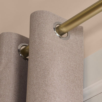 OHS Woven Texture Pair Of Eyelet Curtains, Natural - 66 x 54"