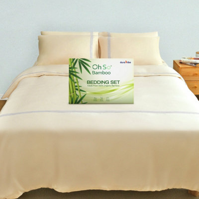 OhSoBamboo 100% Bamboo Embroidered Bedding Set - Ivory Pearl