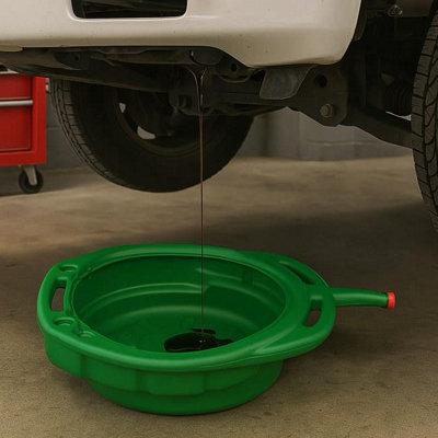 Oil Pan For Changing Oil Low Profile Oil Drain Pan | 27x16x3 Inch ABS Oil Change Container With Handle & Twist Caps ABS Oil Container