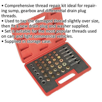 Oil Drain Plug Master Thread Repair Set - Thread Plug Tap Kit - Storage Case