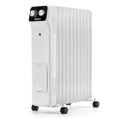 Oil-Filled Electric Radiator 2500W, Adjustable Thermostat, 3 Settings
