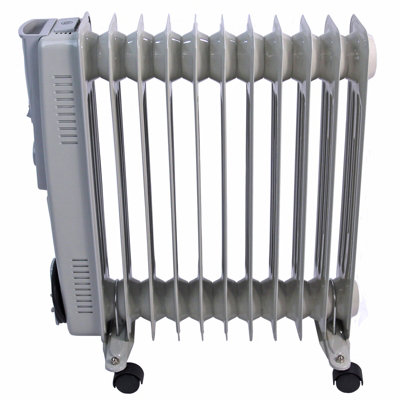 Oil Filled Portable Radiator 2500W Electric Heater 11 Fins 3 settings Thermostat