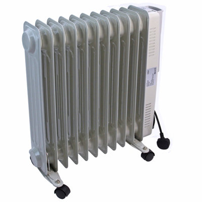Oil Filled Portable Radiator 2500W Electric Heater 11 Fins 3 settings Thermostat
