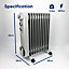 OIL Filled Radiator Heater 11 Fin Electric 2.5KW Free Standing Portable Oil Radiator with Thermostat Control - 3 Heater Settings